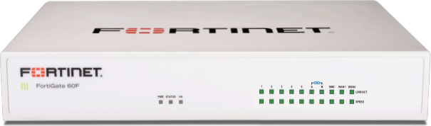 FortiGate FWF-60F firewall — representative product image (FortiGate 60F shown)