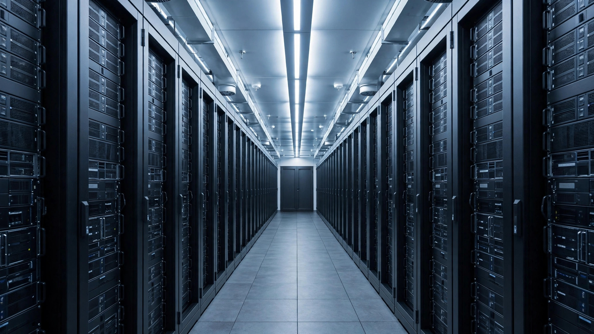 Server corridor inside an on-premise data center in Dubai